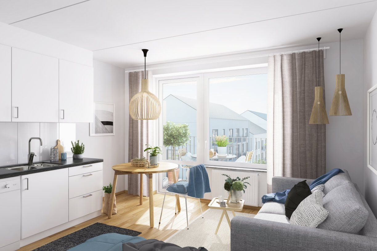 Kök/allrum i 1 rok - exempelbild